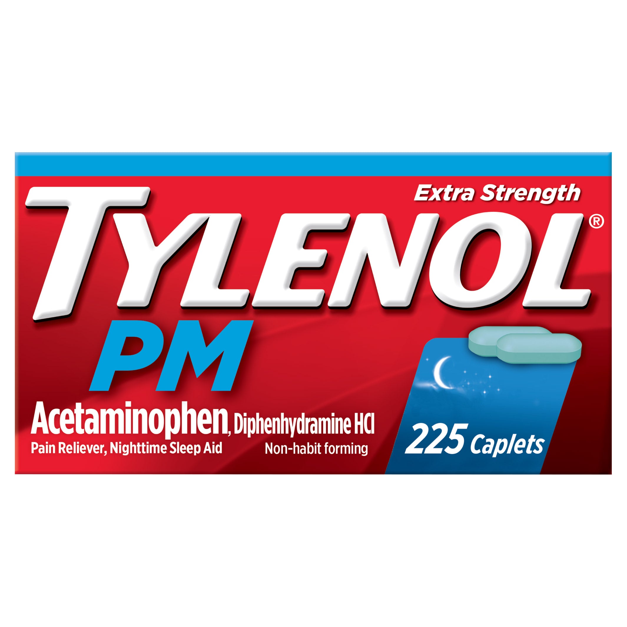 PM Extra Strength Acetaminophen 500 Mg Pain Reliever & Sleep Aid, 225 Caplets