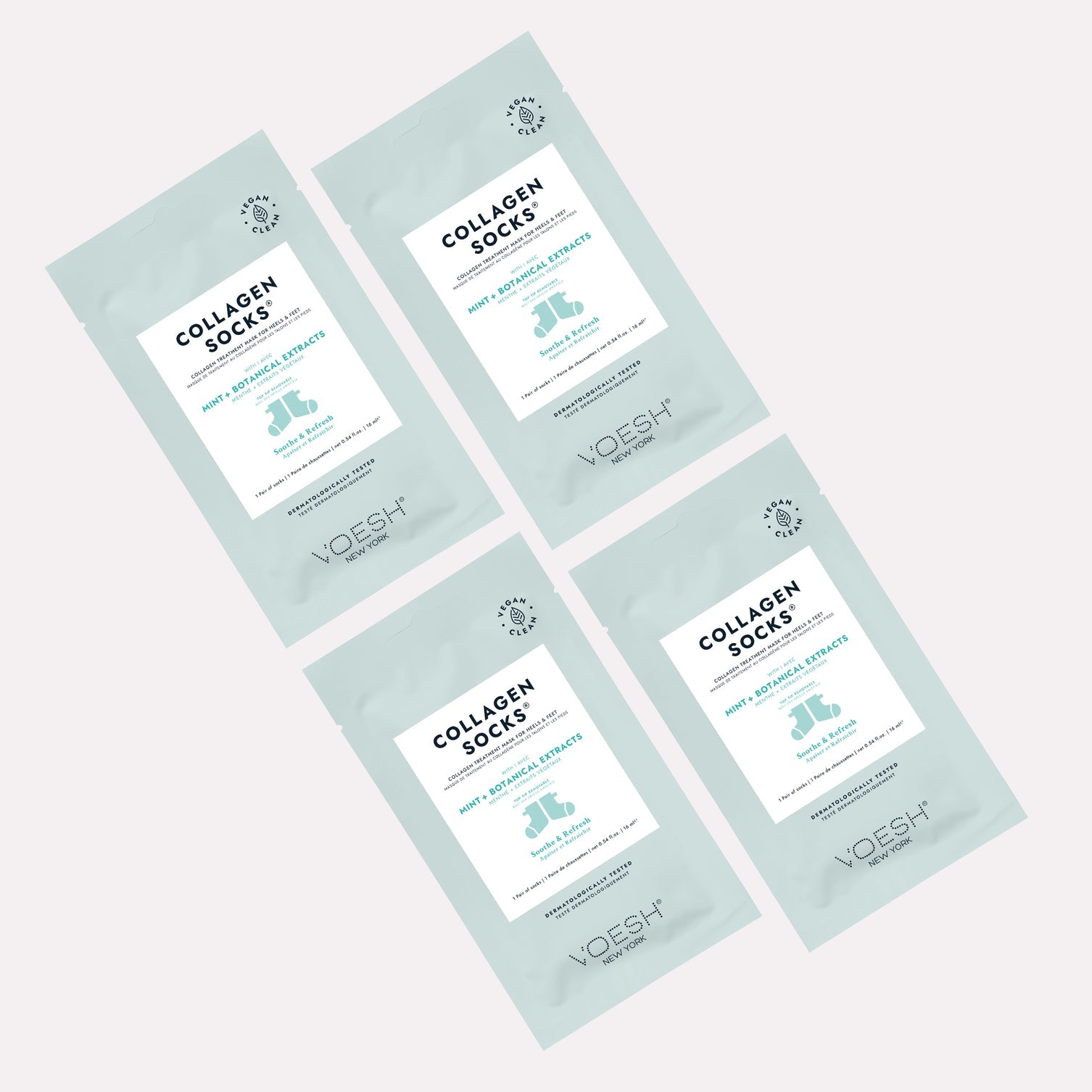 Voesh Deluxe Pedicure Collagen SOCKS - Mint & Botan - Case of 100