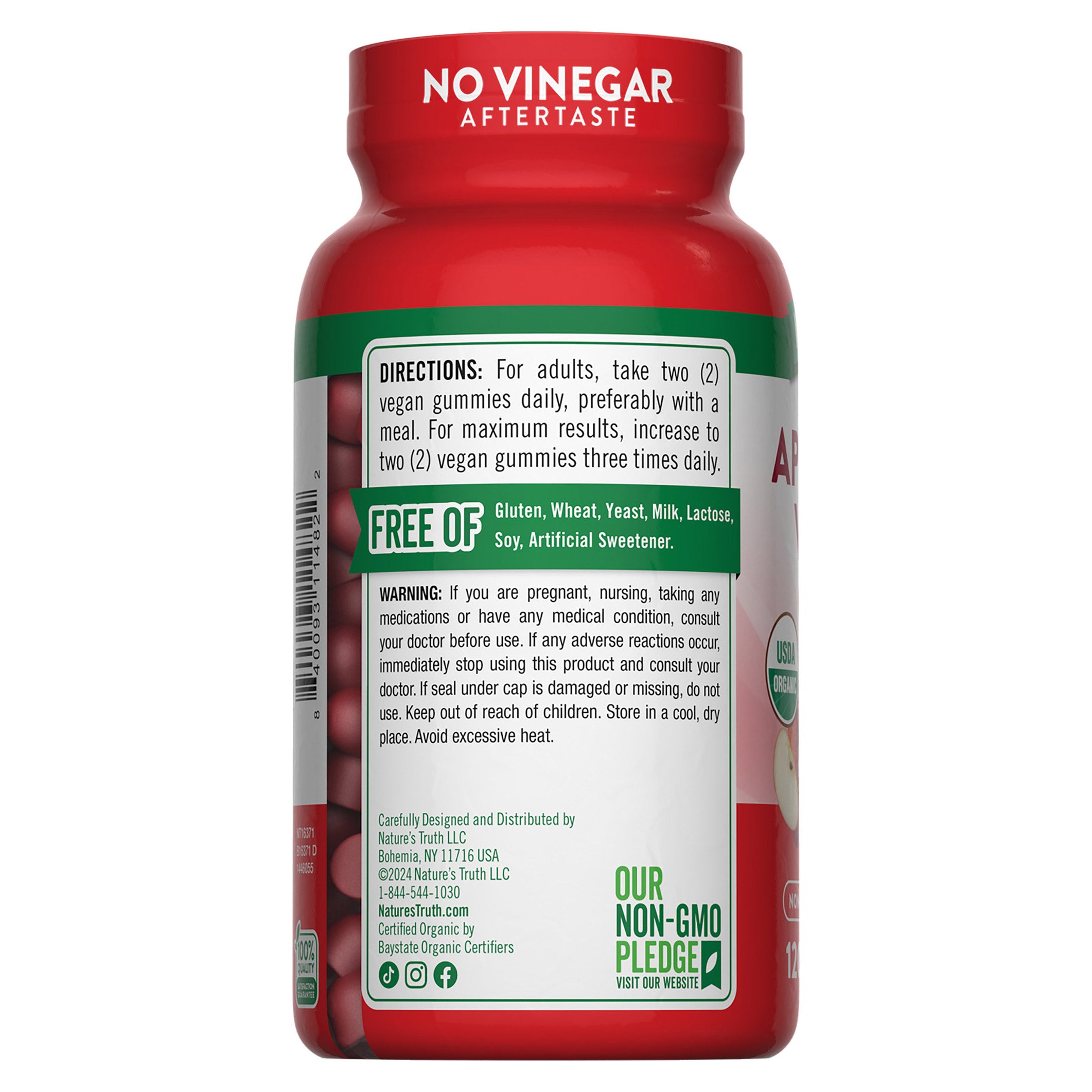 USDA Organic Apple Cider Vinegar 500 Mg., 120 Gummies