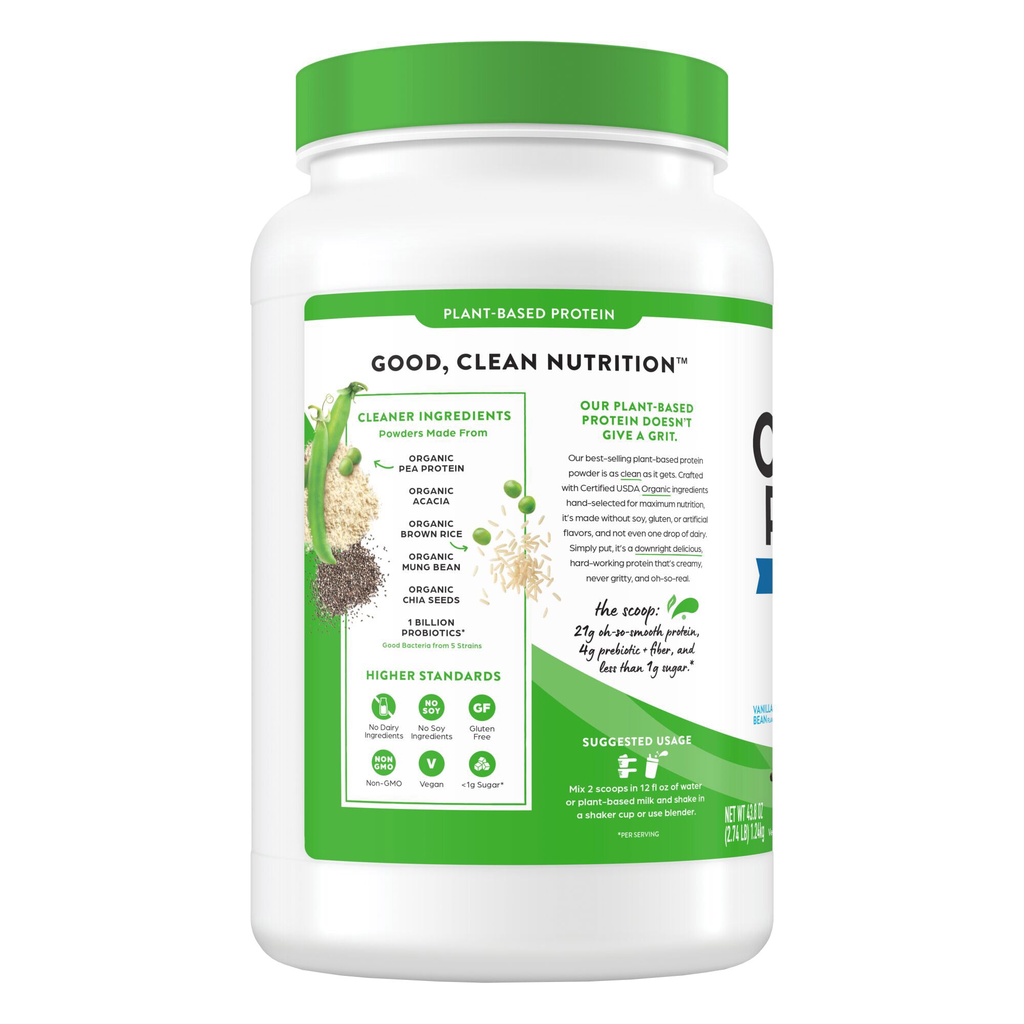 USDA Organic Vanilla Bean Plant Protein Powder, 2.74 lbs