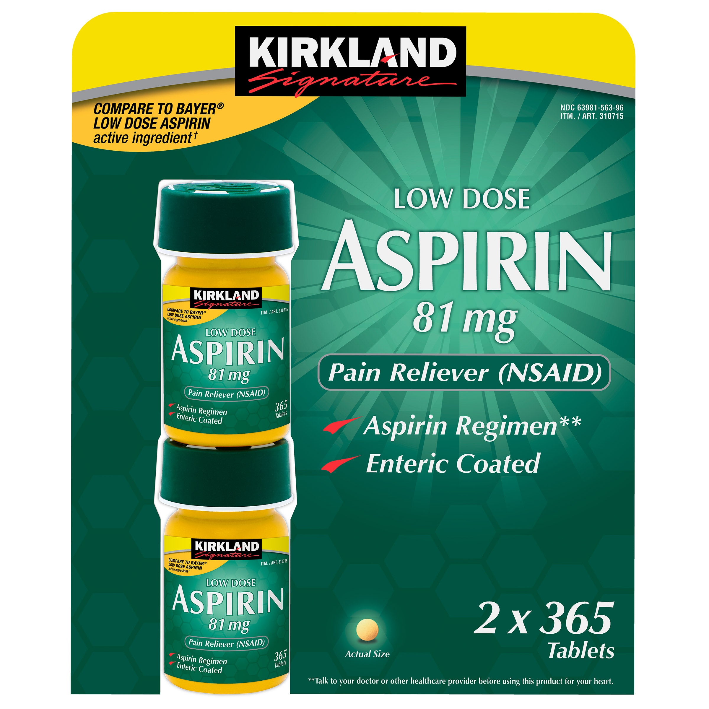 Low Dose Aspirin, 81 Mg, 730 Tablets