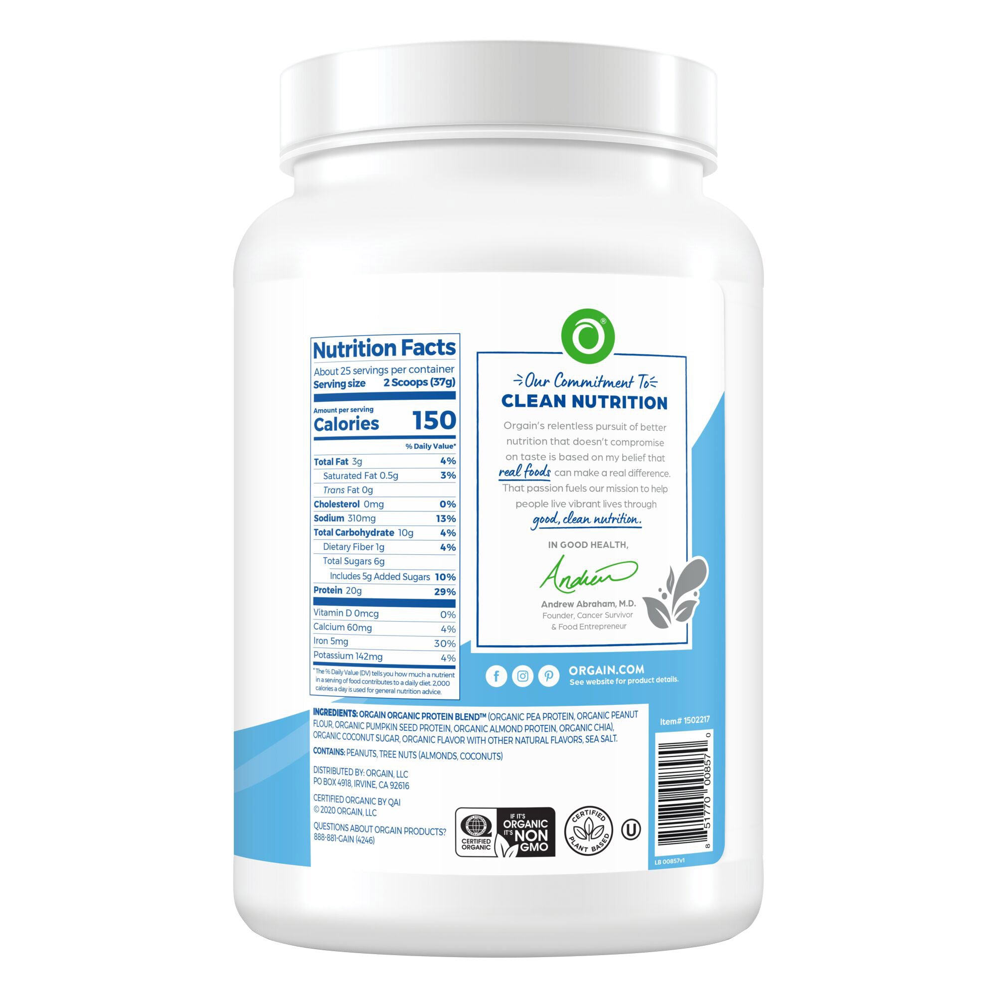 USDA Organic Simple Plant Protein Powder, Creamy Vanilla, 32.6 Oz