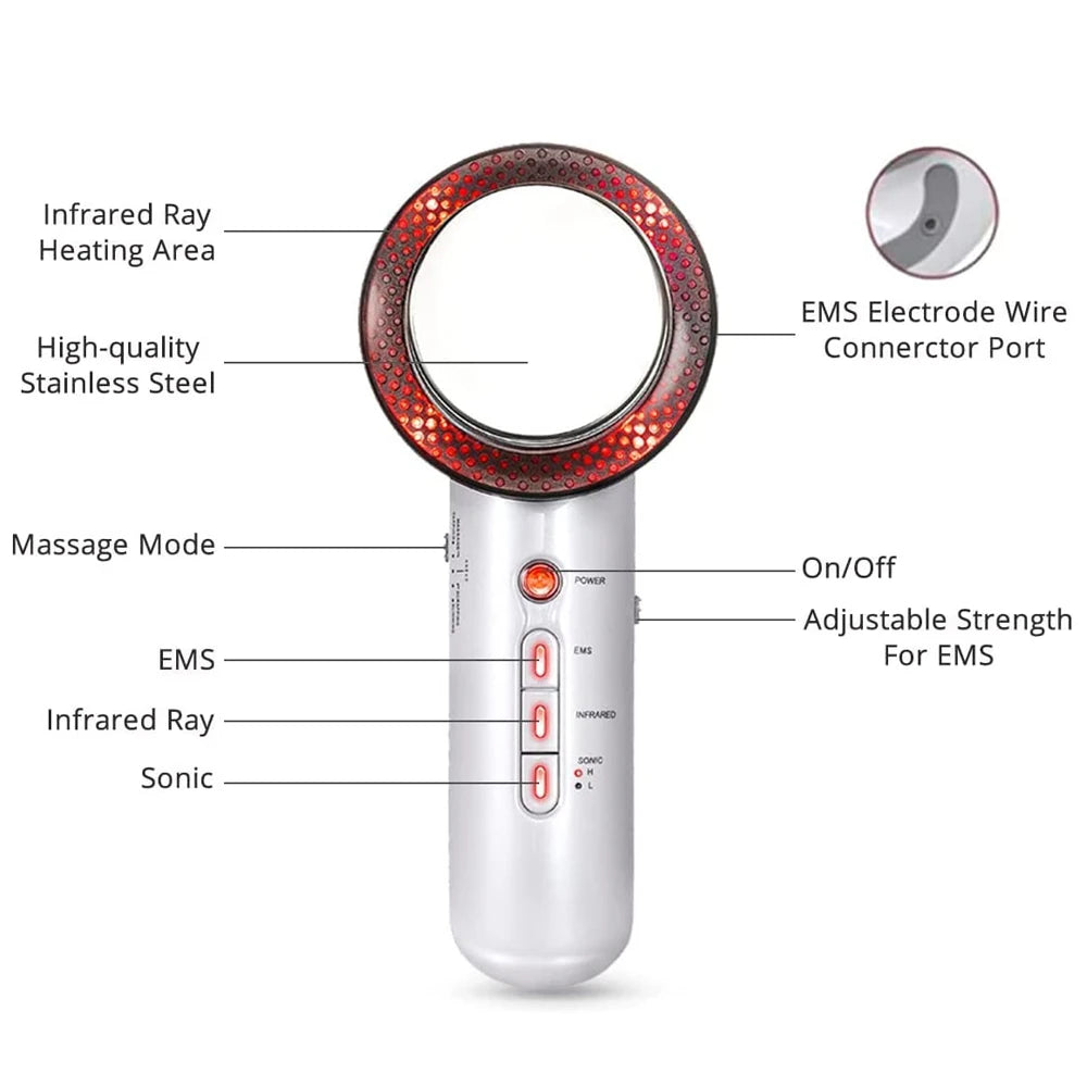 3 in 1 Cavitation Ultrasonic Machine Weight Loss Microcurrent EMS Body Slimming Massager Fat Burner Cream Gel
