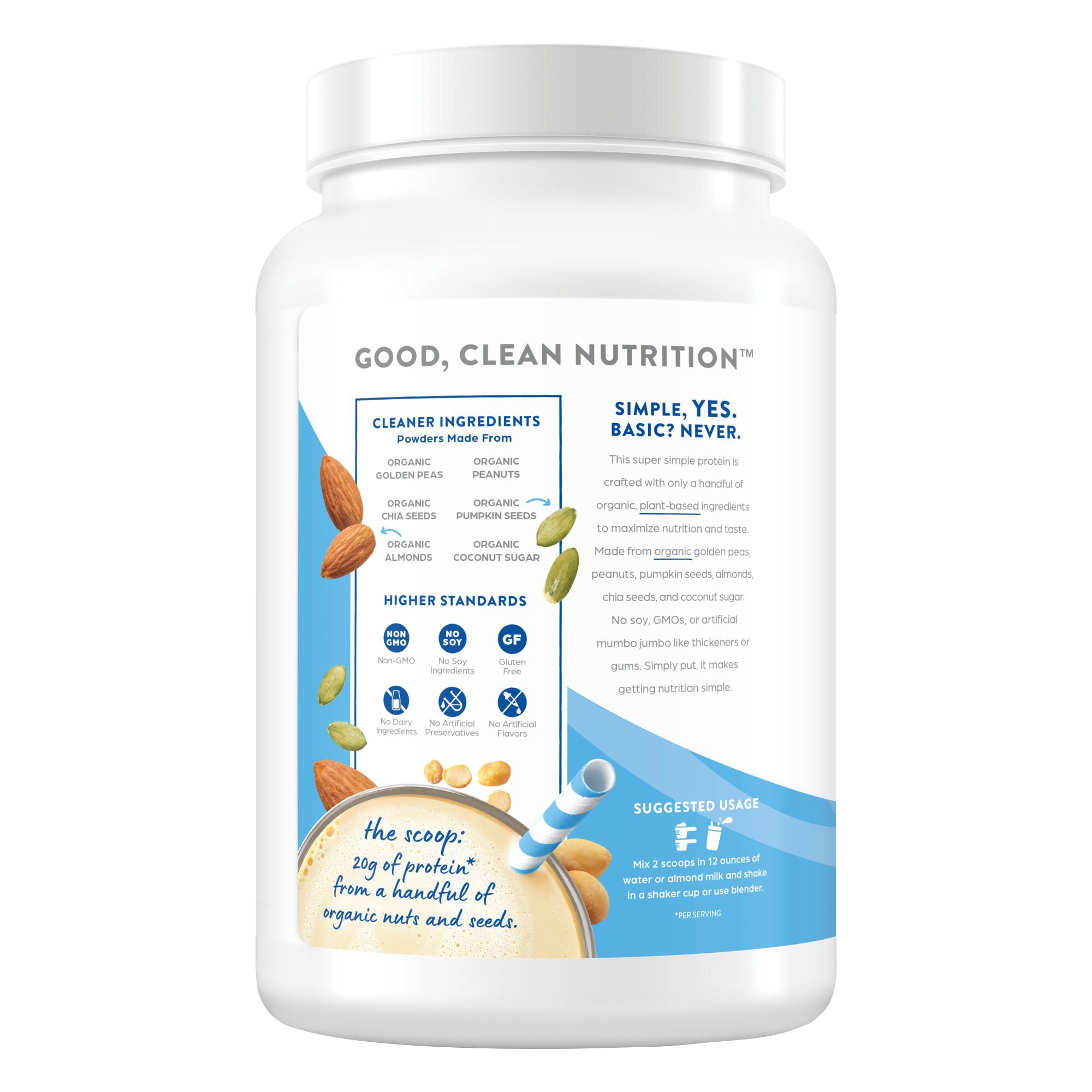 USDA Organic Simple Plant Protein Powder, Creamy Vanilla, 32.6 Oz