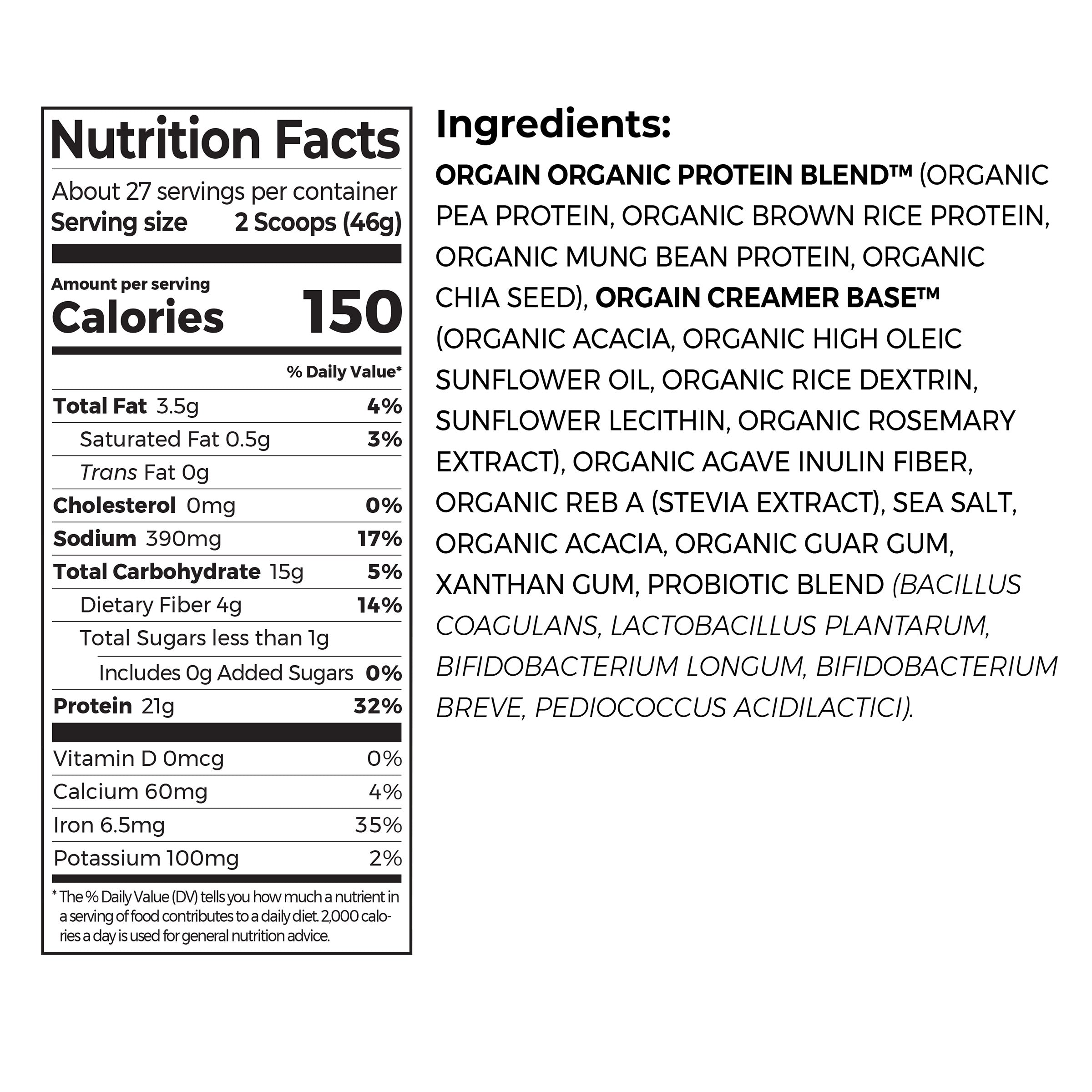 USDA Organic Vanilla Bean Plant Protein Powder, 2.74 lbs