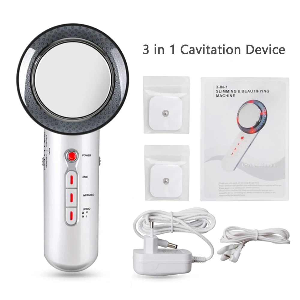 3 in 1 Cavitation Ultrasonic Machine Weight Loss Microcurrent EMS Body Slimming Massager Fat Burner Cream Gel
