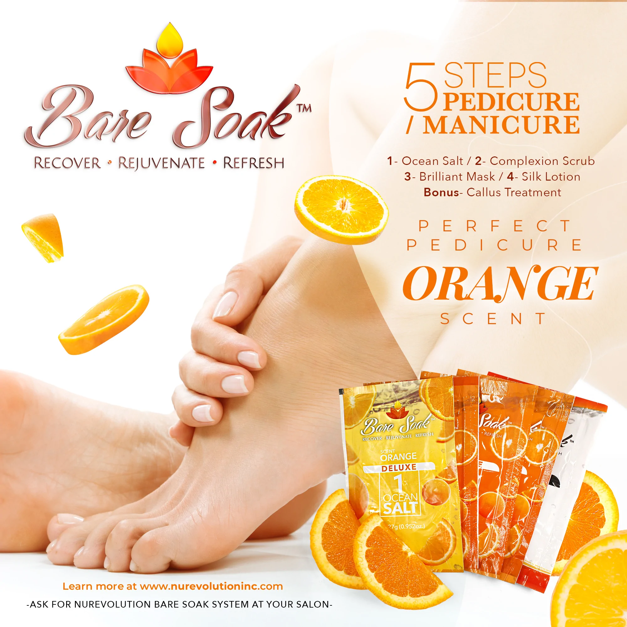 NuRevolution Deluxe 5 Steps Pedicure - Orange - Case of 50
